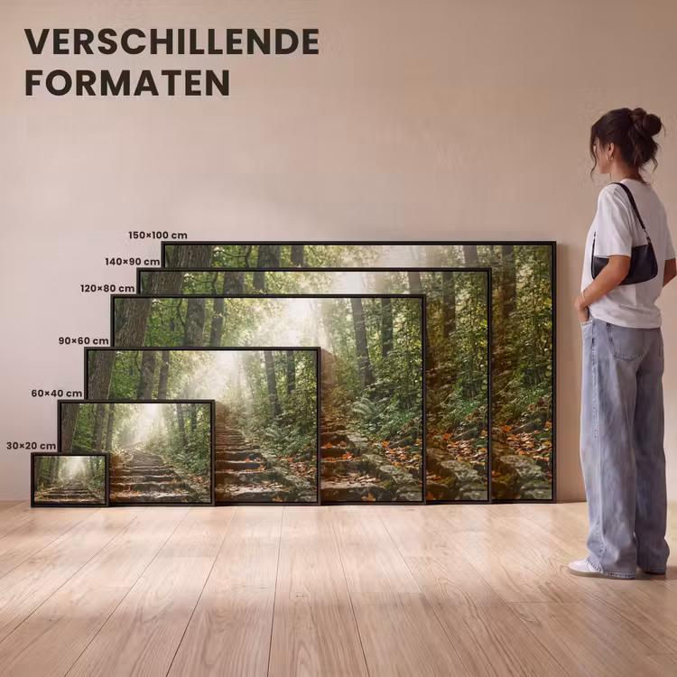 Canvas met lijst - Stenen - Trap - Bos - Natuur — 7