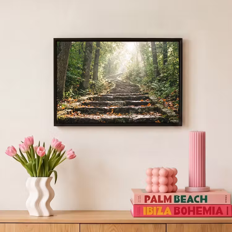 Canvas met lijst - Stenen - Trap - Bos - Natuur — 8