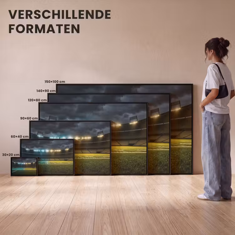 Canvas met lijst - Voetbal - Stadion - Nacht - Modern — 7