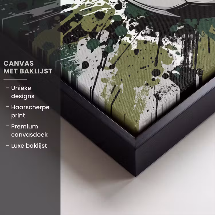 Canvas met lijst - Voetbal - Verf - Spetters - Groen — 5