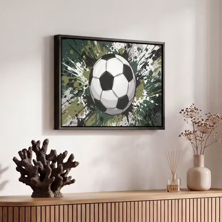 Canvas met lijst - Voetbal - Verf - Spetters - Groen — 6