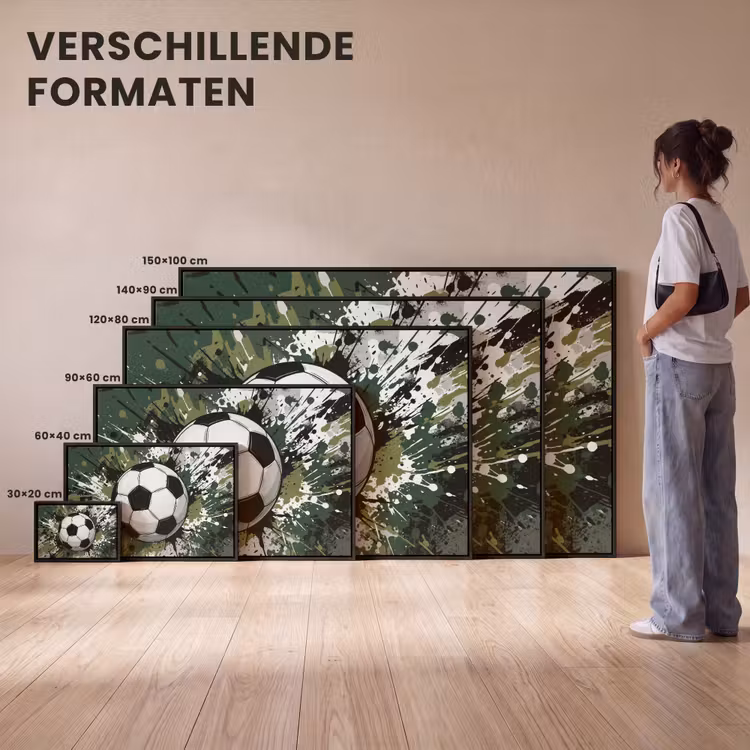 Canvas met lijst - Voetbal - Verf - Spetters - Groen — 7