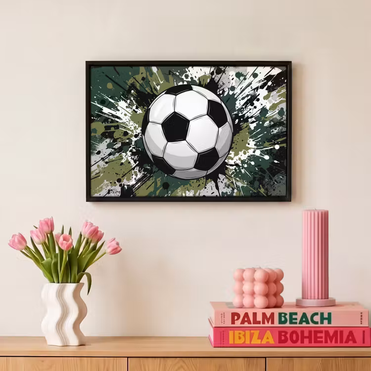 Canvas met lijst - Voetbal - Verf - Spetters - Groen — 8