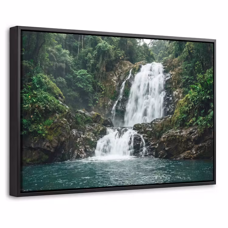 Canvas met lijst - Waterfall - Forest - Nature - Greenkhgyguyg — 1