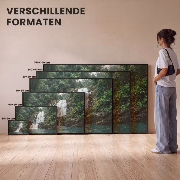 Canvas met lijst - Waterfall - Forest - Nature - Greenkhgyguyg — 7