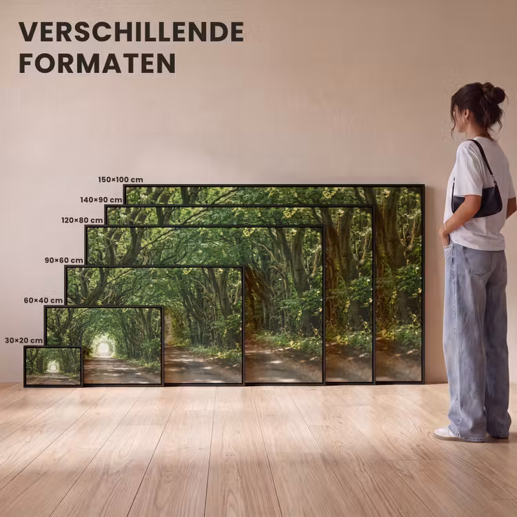 Canvas met lijst - Weg - Bomen - Natuur - Groen — 7