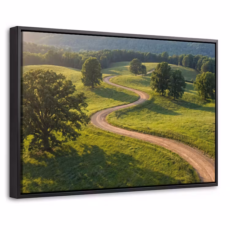 Canvas met lijst - Weg - Weide - Natuur - Groen — 1