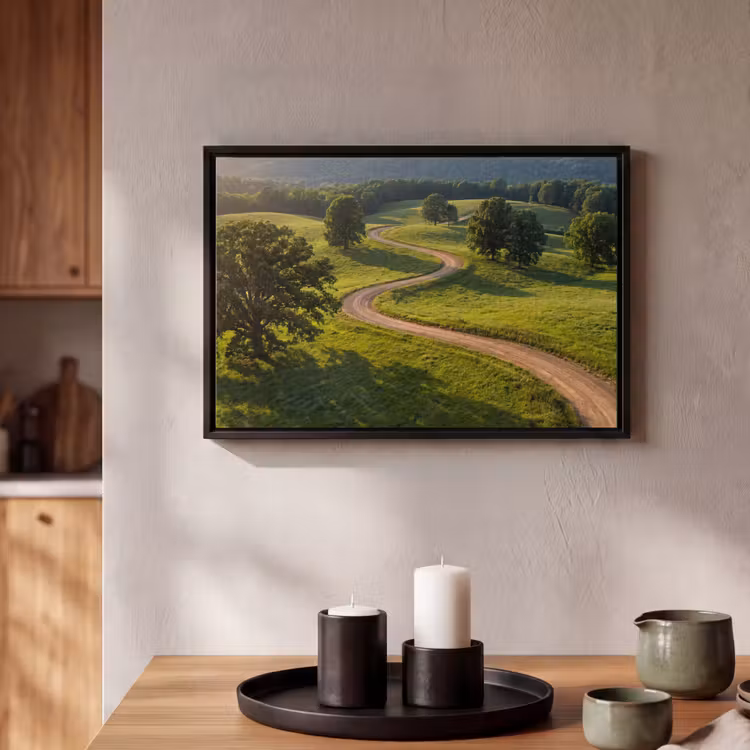 Canvas met lijst - Weg - Weide - Natuur - Groen — 2