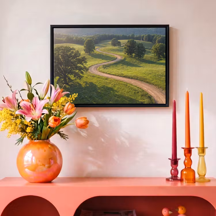 Canvas met lijst - Weg - Weide - Natuur - Groen — 4