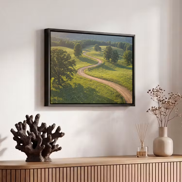 Canvas met lijst - Weg - Weide - Natuur - Groen — 6