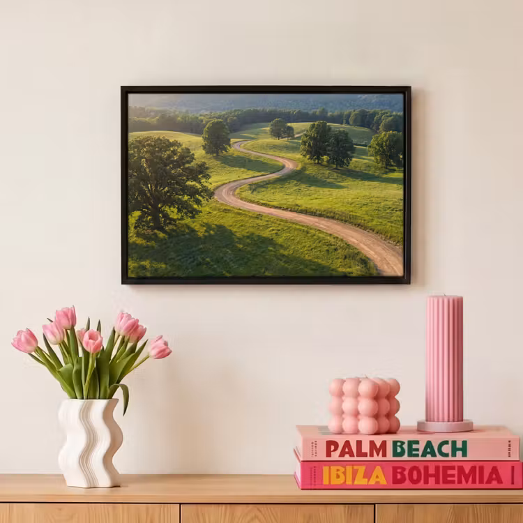 Canvas met lijst - Weg - Weide - Natuur - Groen — 8