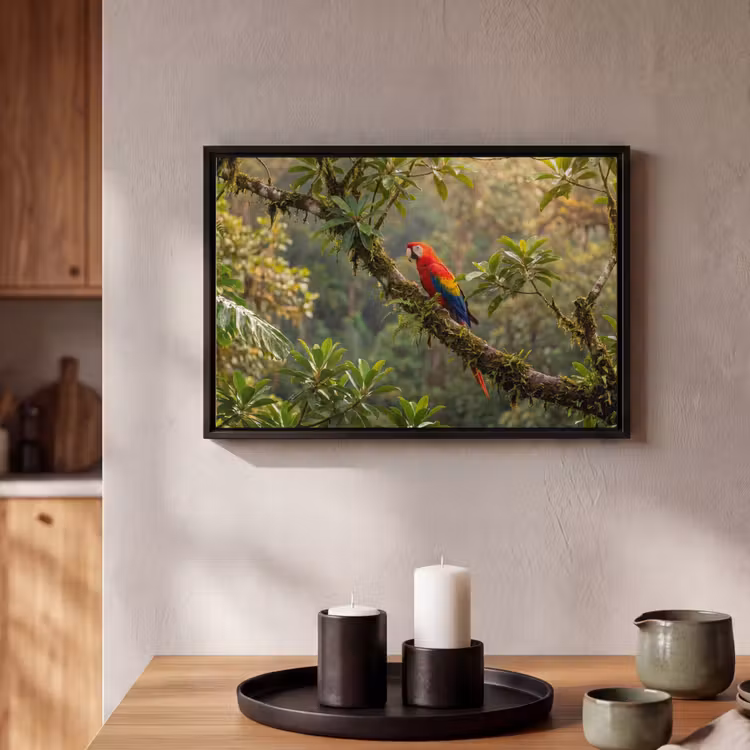 Canvas met lijst - Ara - Jungle - Rood — 2