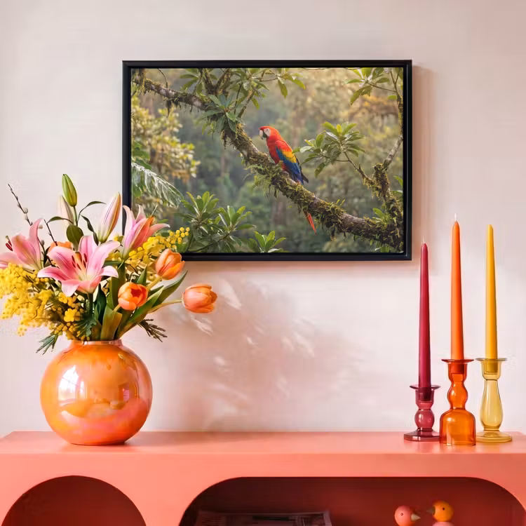 Canvas met lijst - Ara - Jungle - Rood — 4