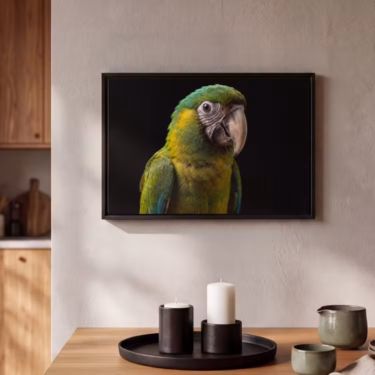 Canvas met lijst - Ara - Portret - Groen — 2