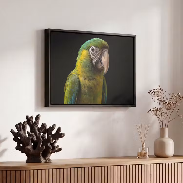 Canvas met lijst - Ara - Portret - Groen — 6