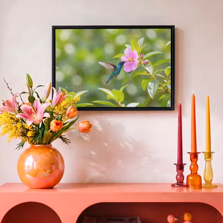Canvas met lijst - Kolibrie - Bloem - Natuur - Groen — 4