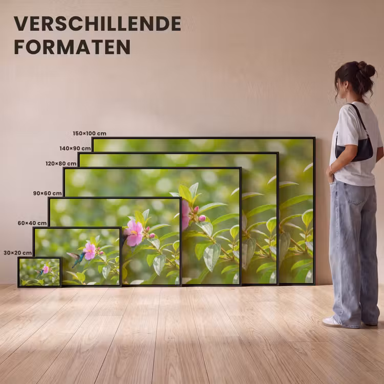 Canvas met lijst - Kolibrie - Bloem - Natuur - Groen — 7