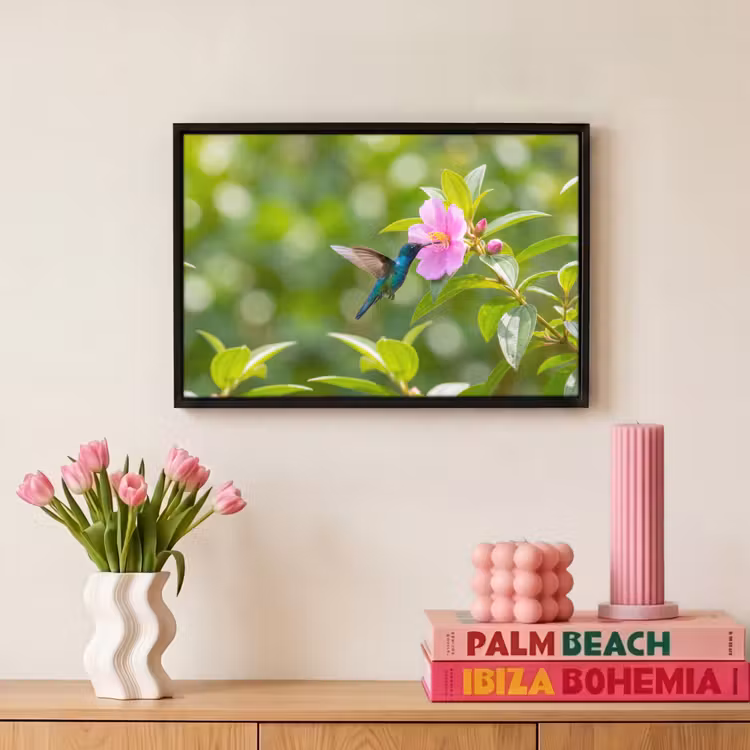 Canvas met lijst - Kolibrie - Bloem - Natuur - Groen — 8