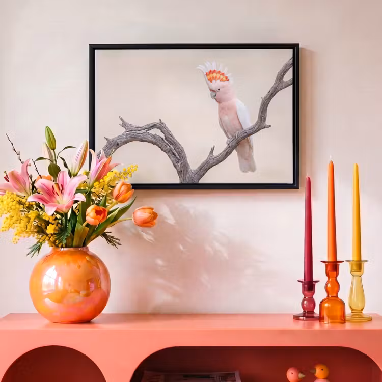 Canvas met lijst - Papagaai - Tak - Roze — 4