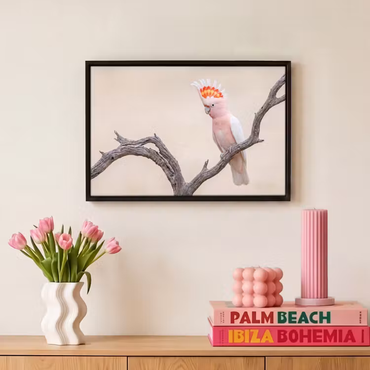 Canvas met lijst - Papagaai - Tak - Roze — 8