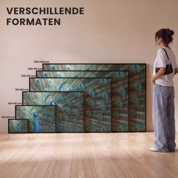 Canvas met lijst - Pauw - Veren - Blauw — 7