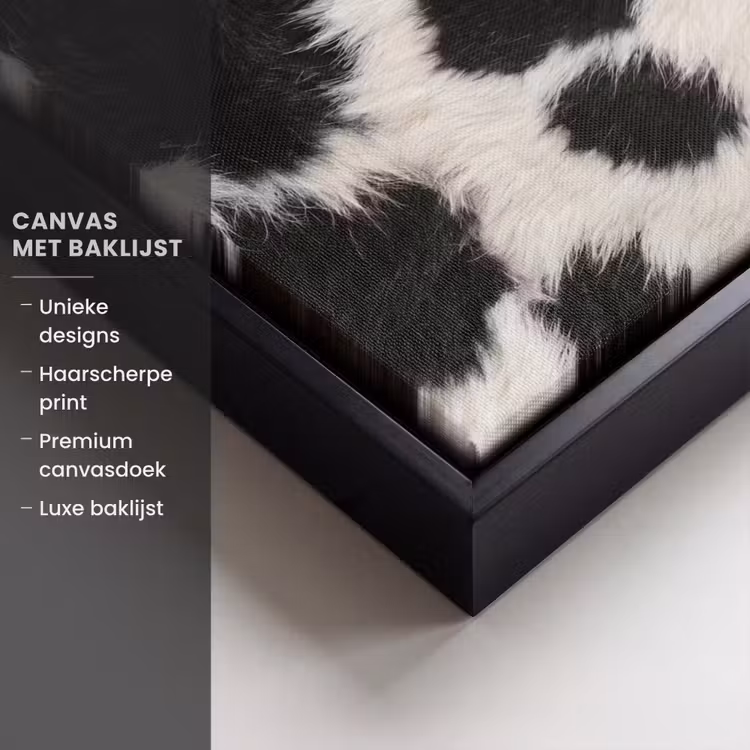Canvas met lijst - Bont - Textuur - Zwart - Wit — 5