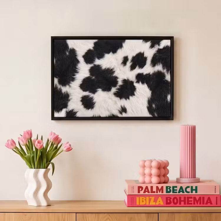 Canvas met lijst - Bont - Textuur - Zwart - Wit — 8