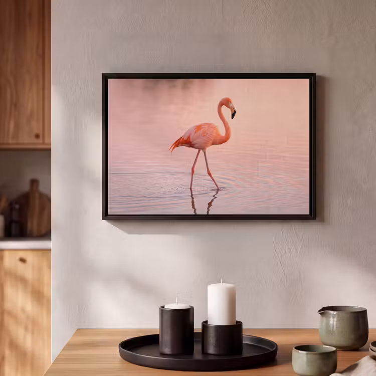 Canvas met lijst - Flamingo - Water - Roze — 2