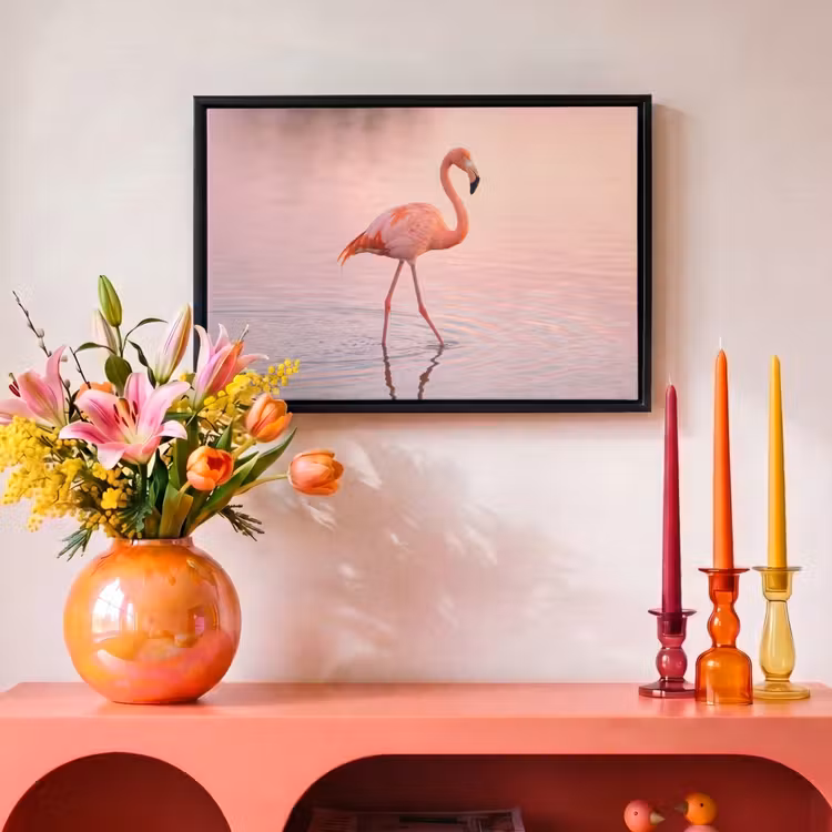 Canvas met lijst - Flamingo - Water - Roze — 4