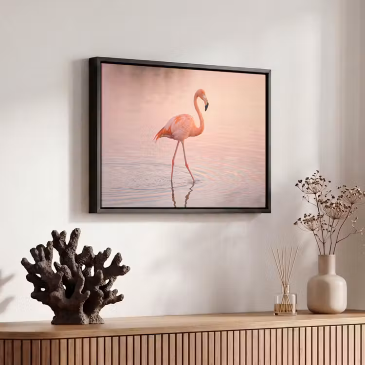 Canvas met lijst - Flamingo - Water - Roze — 6
