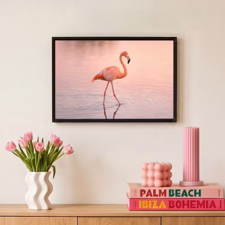 Canvas met lijst - Flamingo - Water - Roze — 8