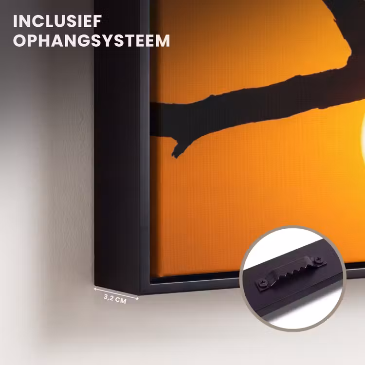 Canvas met lijst - Gier - Tak - Zon - Oranje — 3