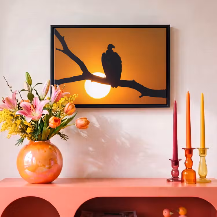 Canvas met lijst - Gier - Tak - Zon - Oranje — 4