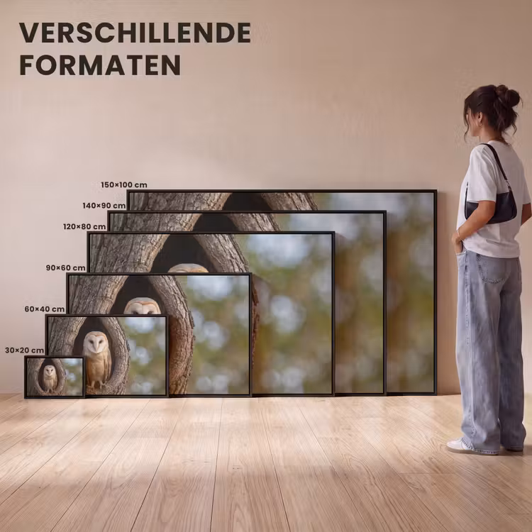 Canvas met lijst - Kerkuil - Boom - Natuur - Bruin — 7