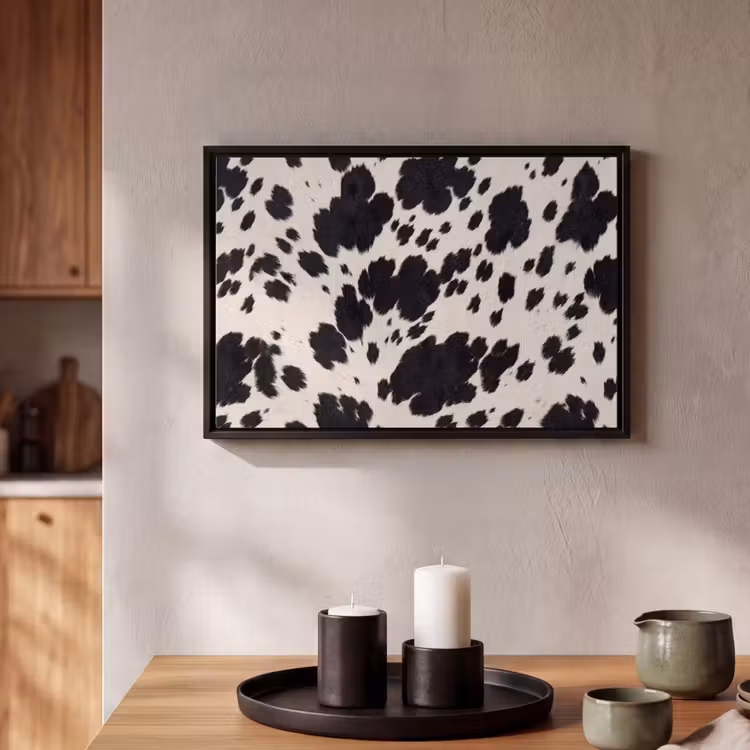 Canvas met lijst - Patroon - Vacht - Zwart - Wit — 2