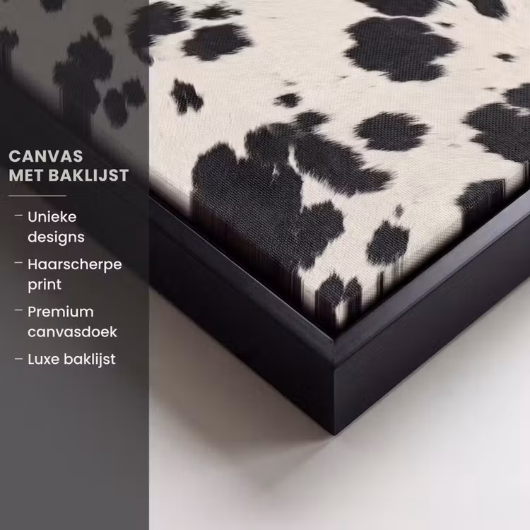 Canvas met lijst - Patroon - Vacht - Zwart - Wit — 5