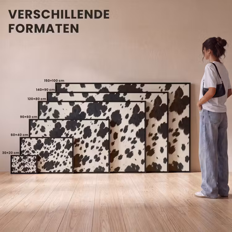 Canvas met lijst - Patroon - Vacht - Zwart - Wit — 7