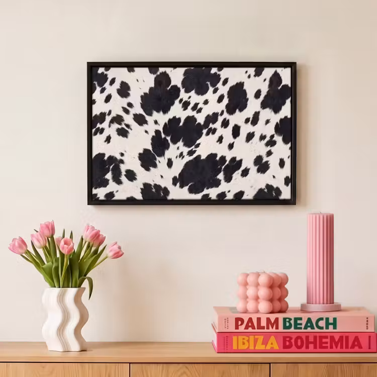 Canvas met lijst - Patroon - Vacht - Zwart - Wit — 8