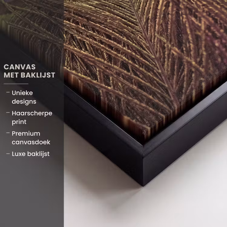 Canvas met lijst - Pauw - Veren - Paars - Groen — 5