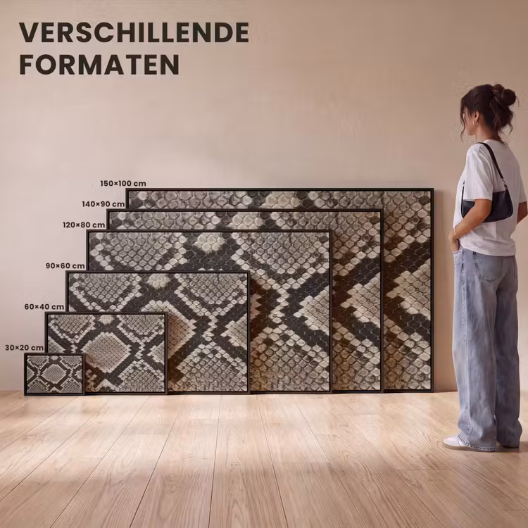 Canvas met lijst - Slangenleer - Patroon - Beige — 7