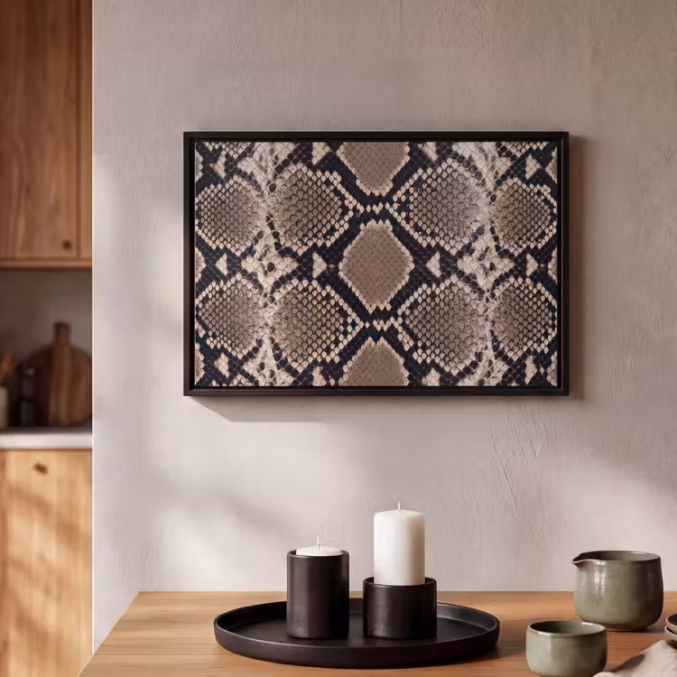Canvas met lijst - Slangenprint - Python - Bruin — 2