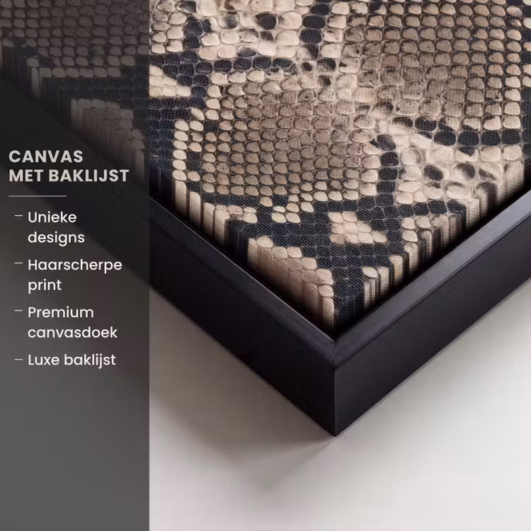 Canvas met lijst - Slangenprint - Python - Bruin — 5