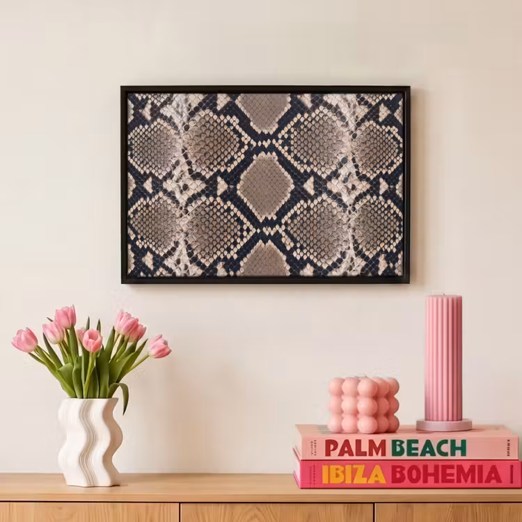 Canvas met lijst - Slangenprint - Python - Bruin — 8