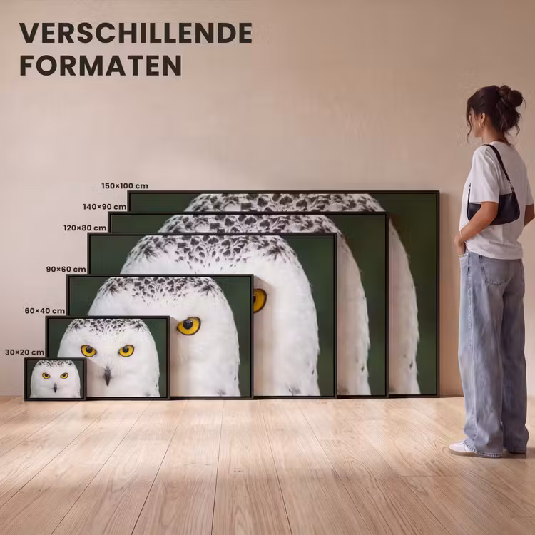 Canvas met lijst - Sneeuwuil - Portret - Geel — 7