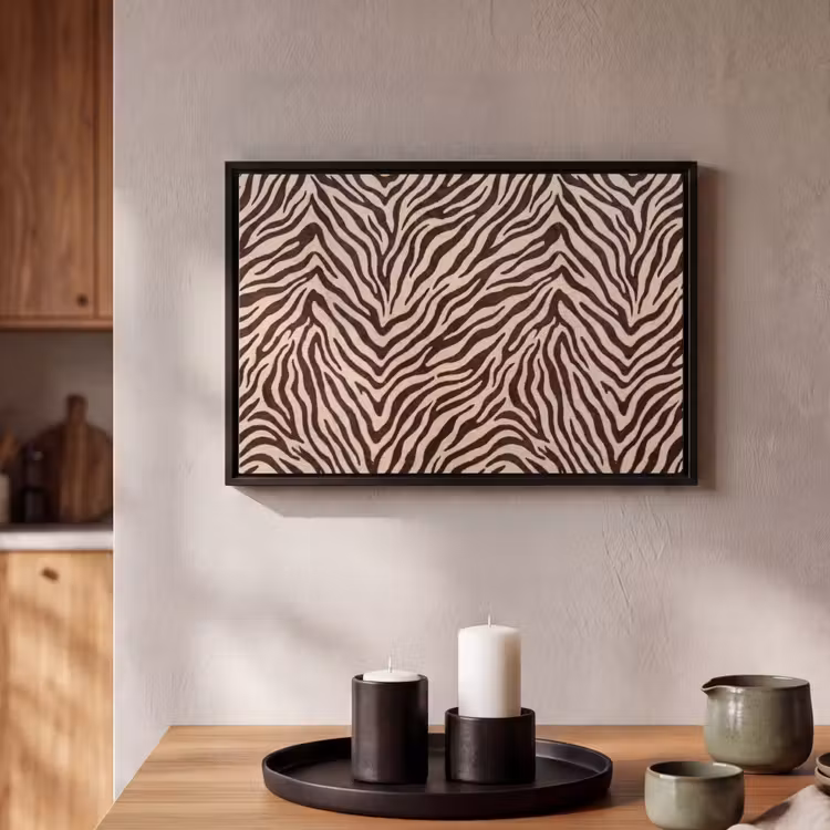 Canvas met lijst - Zebra - Strepen - Bruin — 2