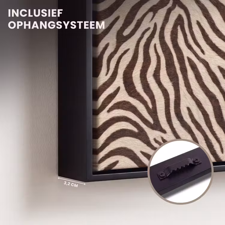 Canvas met lijst - Zebra - Strepen - Bruin — 3