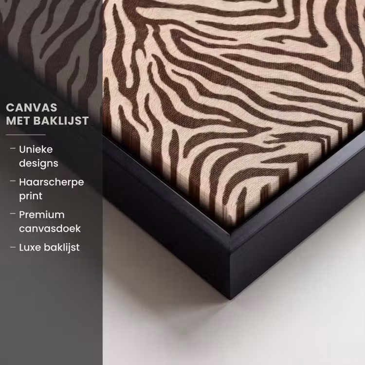 Canvas met lijst - Zebra - Strepen - Bruin — 5