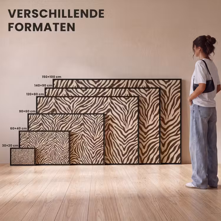 Canvas met lijst - Zebra - Strepen - Bruin — 7