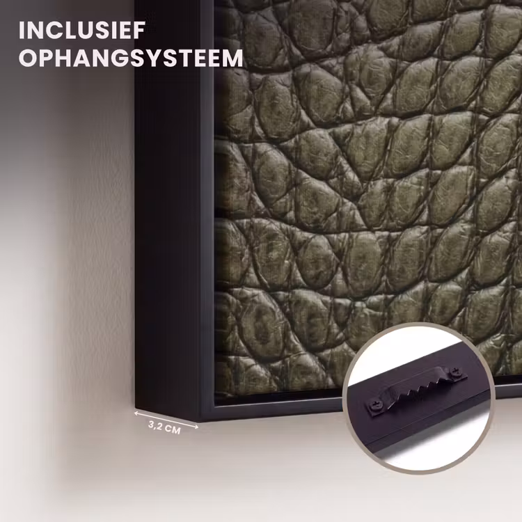 Canvas met lijst - Krokodillenleer - Structuur - Groen — 3