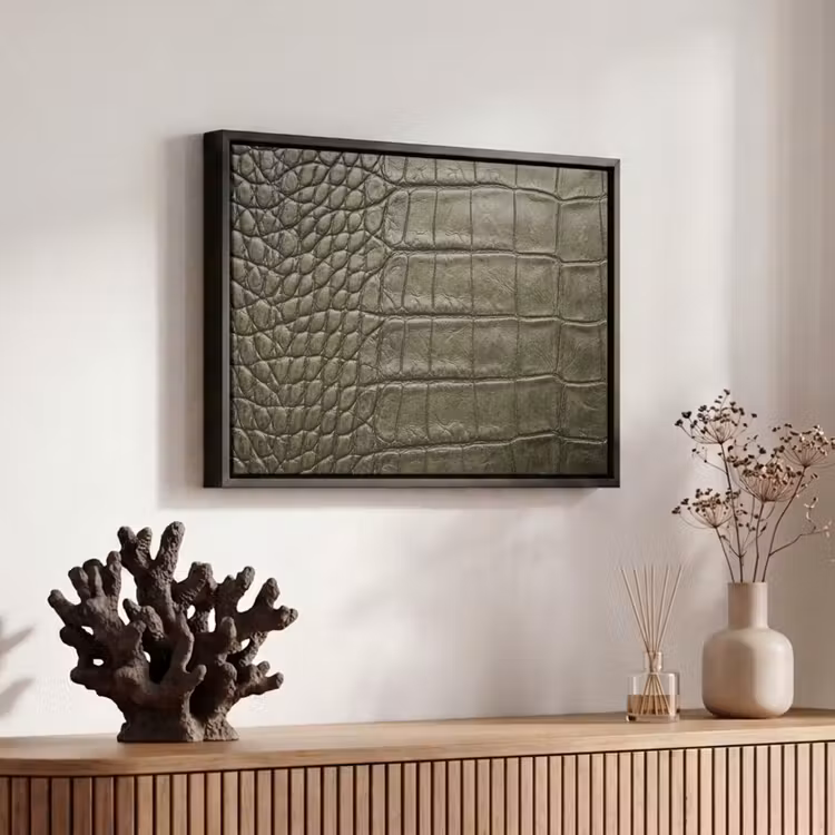 Canvas met lijst - Krokodillenleer - Structuur - Groen — 6